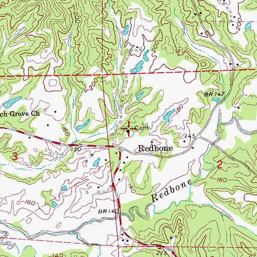 Topographic Map of Redbone Church, MS