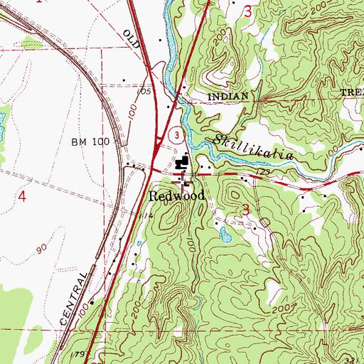 Topographic Map of Redwood Methodist Church, MS
