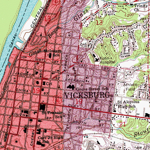 Topographic Map of Saint Marys Episcopal Church, MS