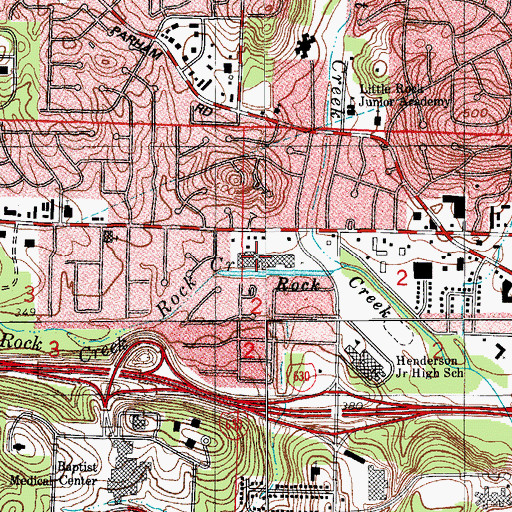 Topographic Map of West Markham Shopping Center, AR