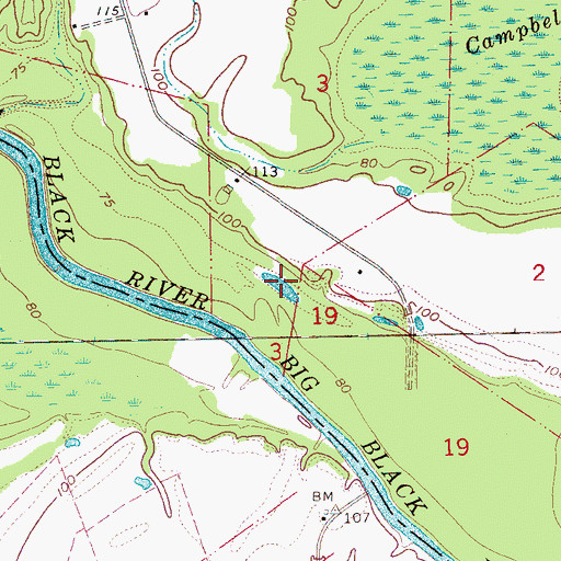 Topographic Map of Simmons Lake, MS