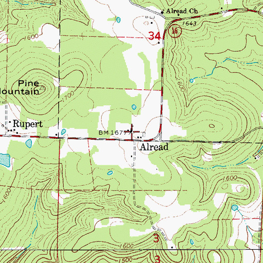 Topographic Map of Alread Elementary School, AR