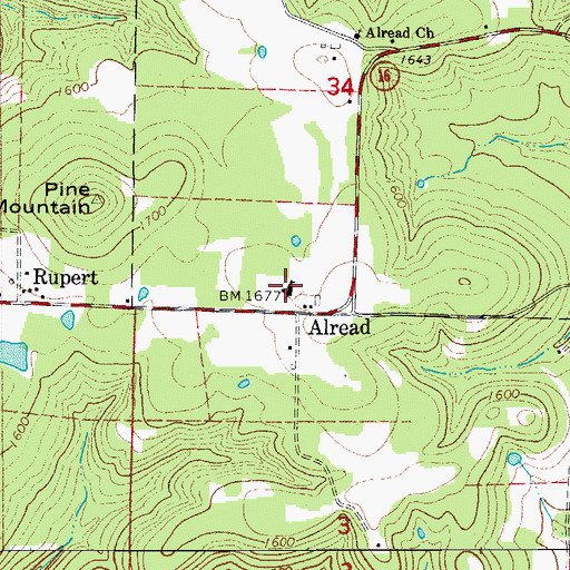 Topographic Map of Alread High School, AR