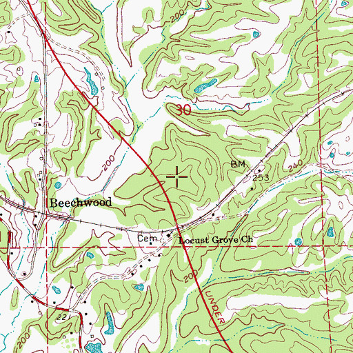 Topographic Map of Warren Central School, MS