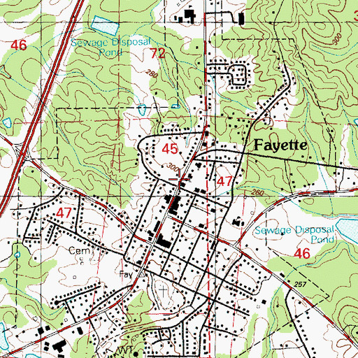 Topographic Map of Fayette Baptist Church, MS