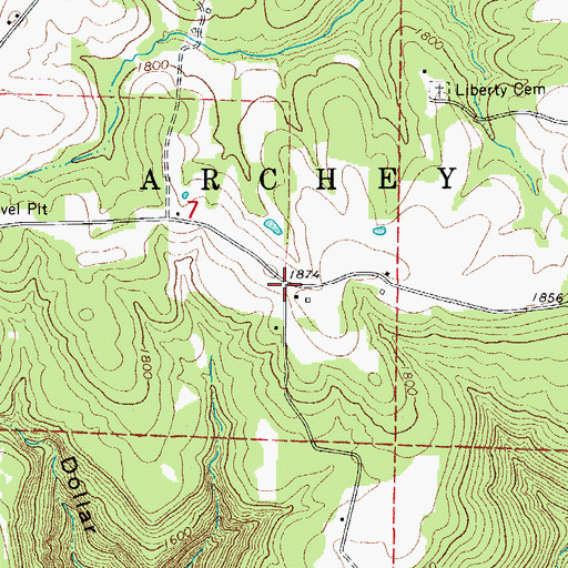Topographic Map of Archey Valley, AR