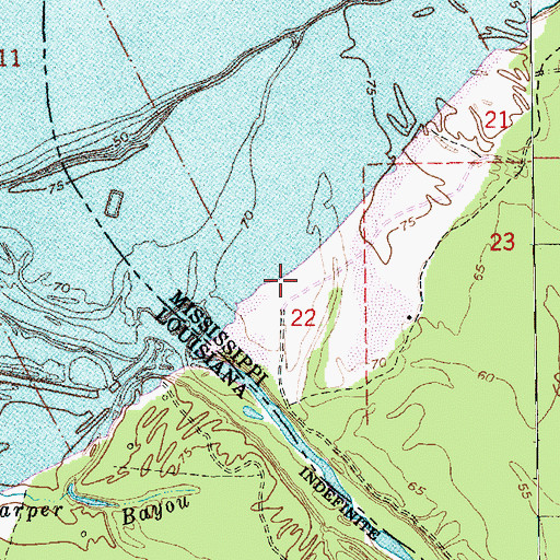 Topographic Map of Harper Landing, MS