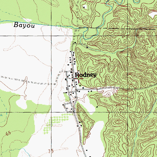 Topographic Map of Old Rodney Presbyterian Church, MS
