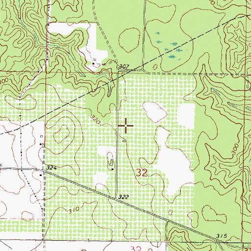 Topographic Map of Highland Farms, MS