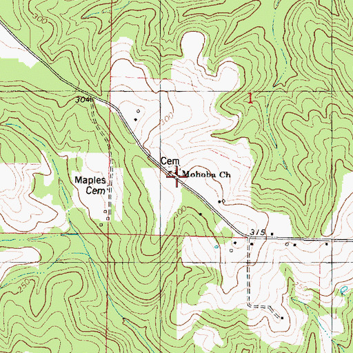 Topographic Map of Mohoba Church, MS