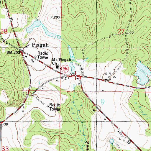 Topographic Map of Mount Pisgah School (historical), MS