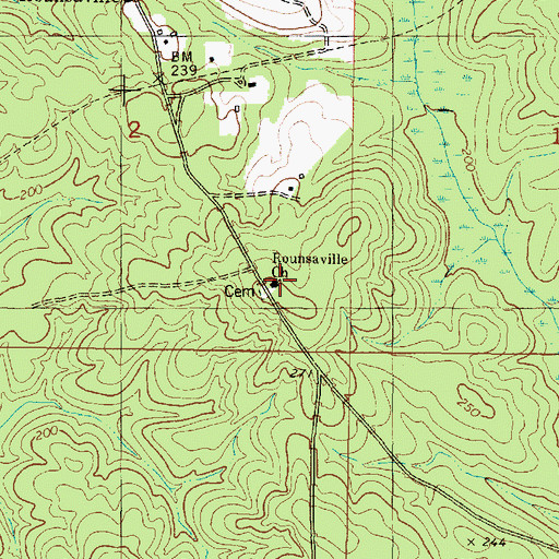 Topographic Map of Rounsaville Church, MS
