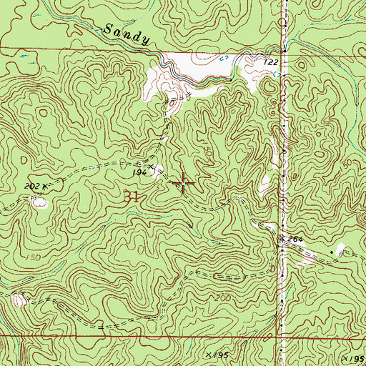 Topographic Map of Sand Creek Hills, MS