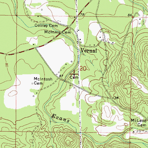 Topographic Map of Vernal Church, MS