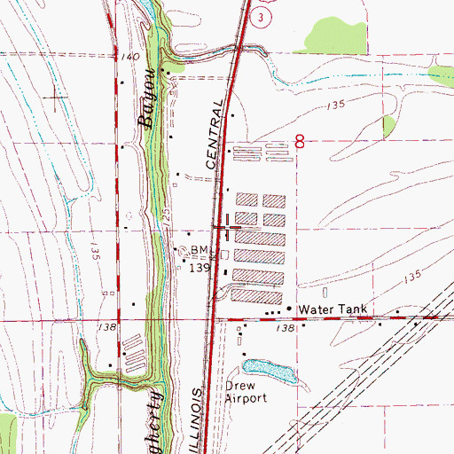 Topographic Map of Ballaston, MS