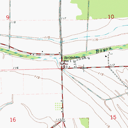 Topographic Map of Bay Lake School (historical), MS