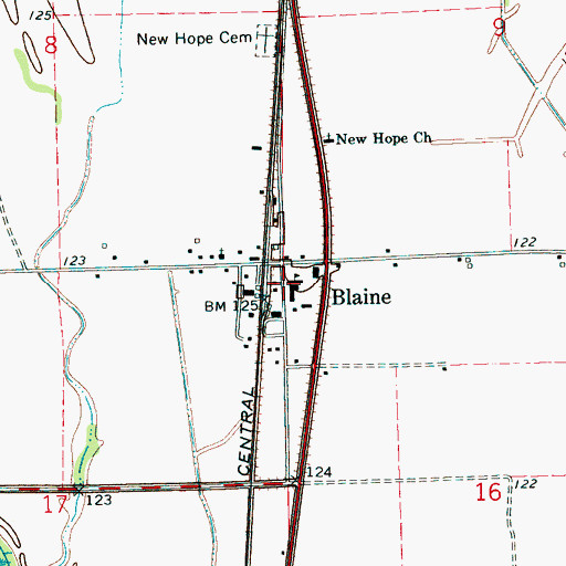 Topographic Map of Blaine School, MS