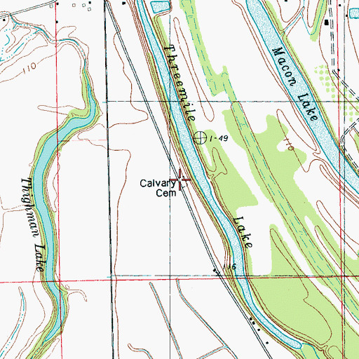Topographic Map of Calvary Cemetery, MS