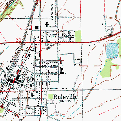 Topographic Map of Central High School, MS