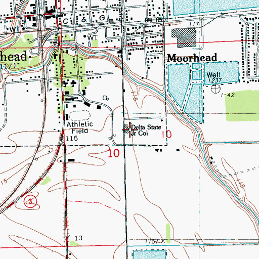 Topographic Map of Delta State Junior College, MS