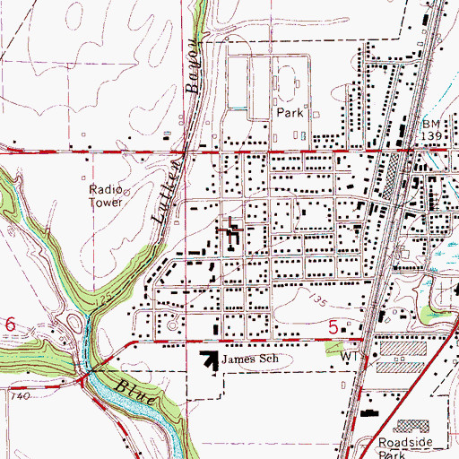 Topographic Map of Drew High School, MS