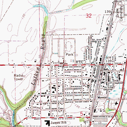 Topographic Map of Drew Public Library, MS