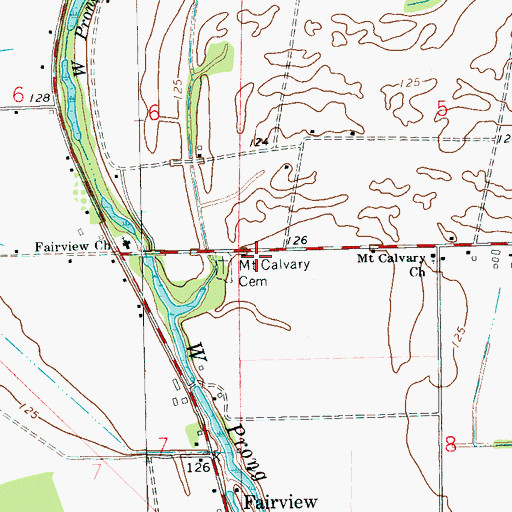 Topographic Map of Fairview School (historical), MS