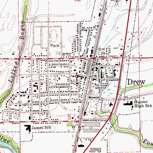 Topographic Map of First Baptist Church, MS