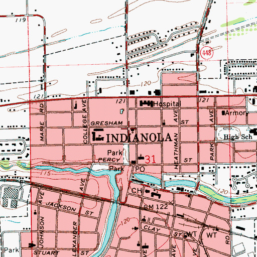 Topographic Map of First Baptist Church, MS