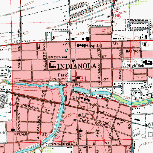 Topographic Map of First Presbyterian Church, MS