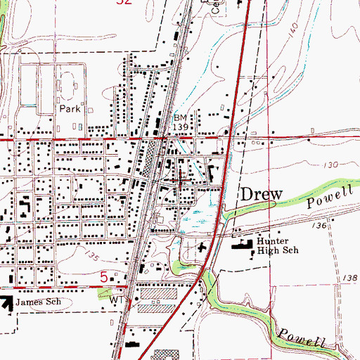 Topographic Map of Holly Grove Baptist Church, MS