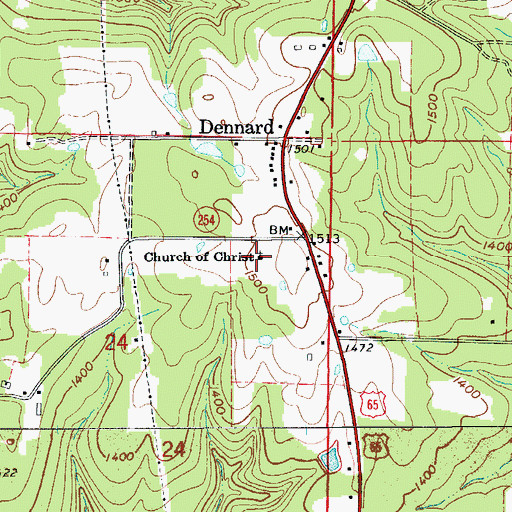 Topographic Map of Church of Christ, AR