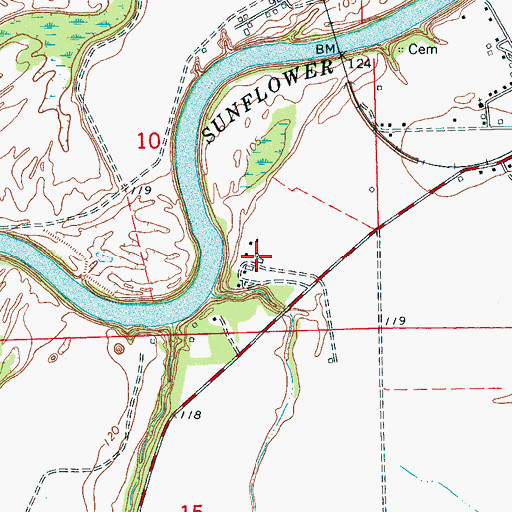 Topographic Map of Johnsonville, MS