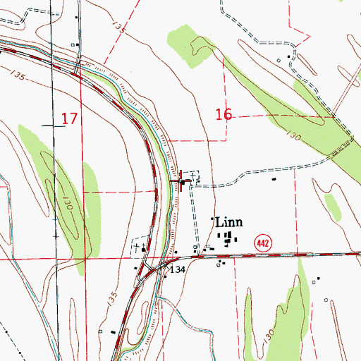 Topographic Map of Linn Baptist Church, MS