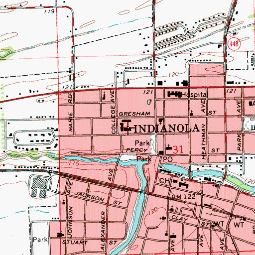 Topographic Map of Lockard Elementary School, MS