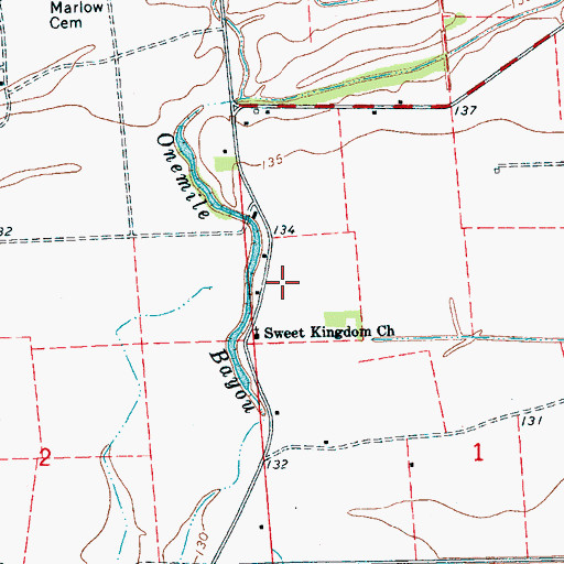 Topographic Map of Marlow School (historical), MS