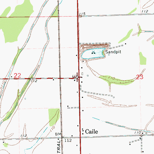 Topographic Map of Milroy, MS