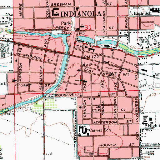 Topographic Map of Mount Beulah Baptist Church, MS