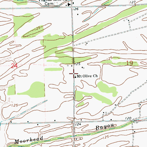 Topographic Map of Mount Olive School (historical), MS