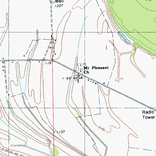 Topographic Map of Mount Pleasant School (historical), MS