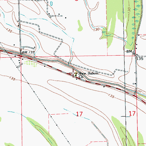 Topographic Map of New Salem School (historical), MS