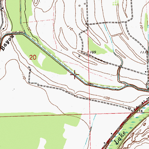Topographic Map of Ditch Number Twentyseven, MS