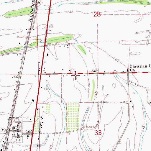 Topographic Map of Pilgrim Green Church (historical), MS