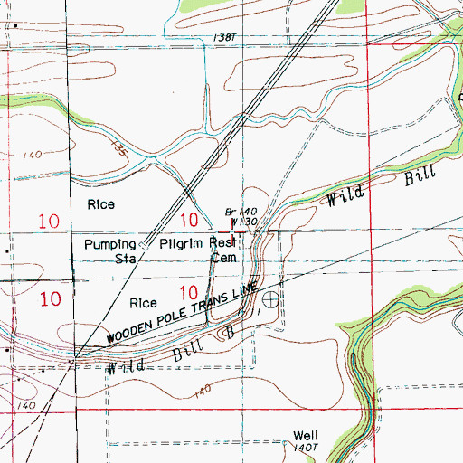 Topographic Map of Pilgrims Rest Church (historical), MS