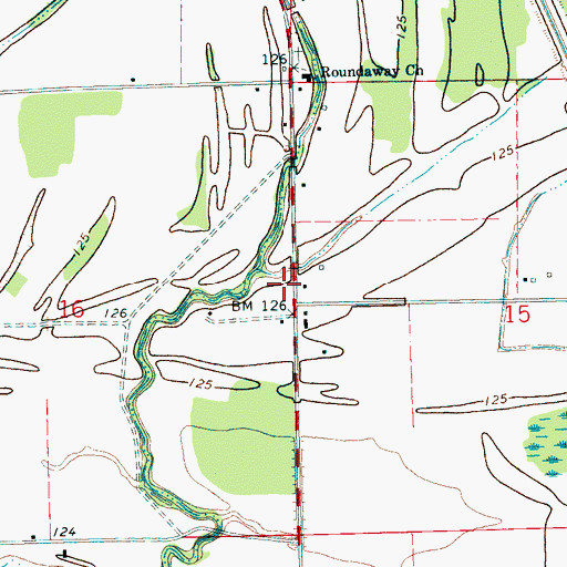 Topographic Map of Roundaway School (historical), MS