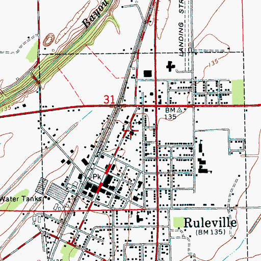Topographic Map of Ruleville Baptist Church, MS