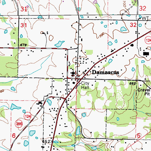 Topographic Map of Damascus Grade School (historical), AR