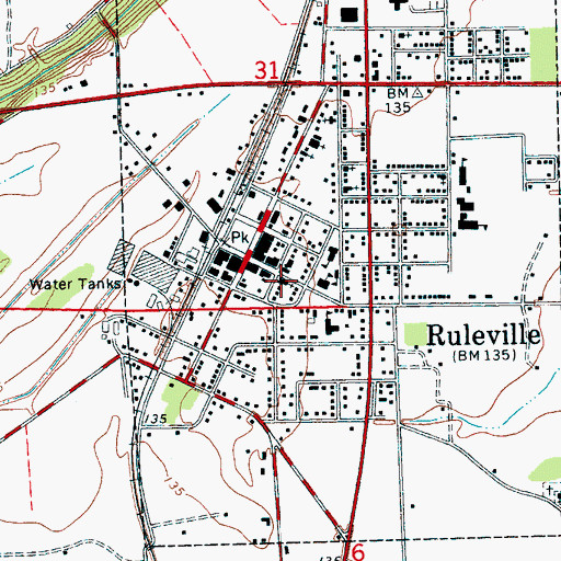 Topographic Map of Ruleville United Methodist Church, MS