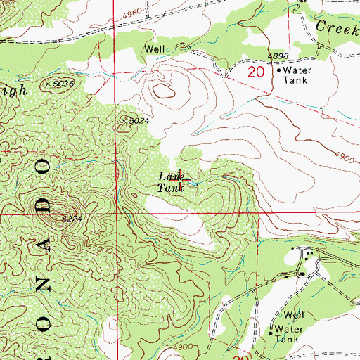 Topographic Map of Lane Tank, AZ