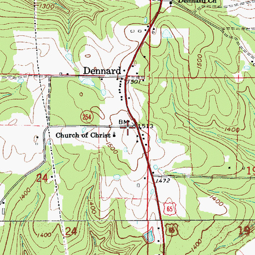 Topographic Map of Dennard School (historical), AR